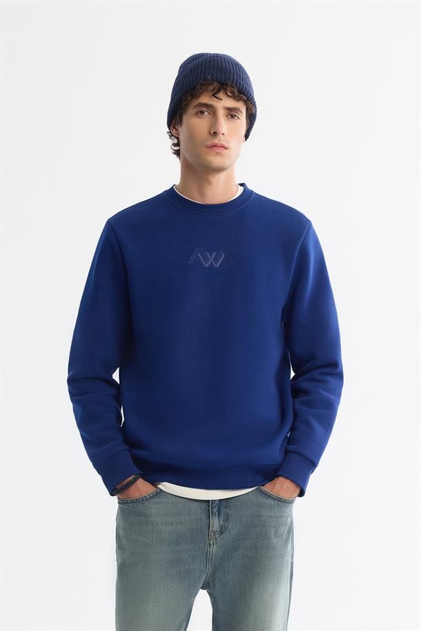 Saks Bisiklet Yaka Örme Kumaş Sweatshırt
