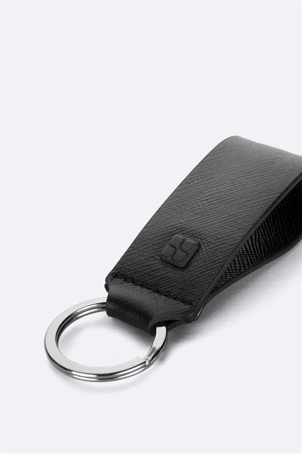 Black Leather Wallet-Keychain Set