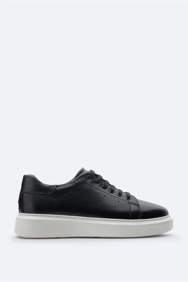 Siyah %100 Deri Esnek Taban Sneaker