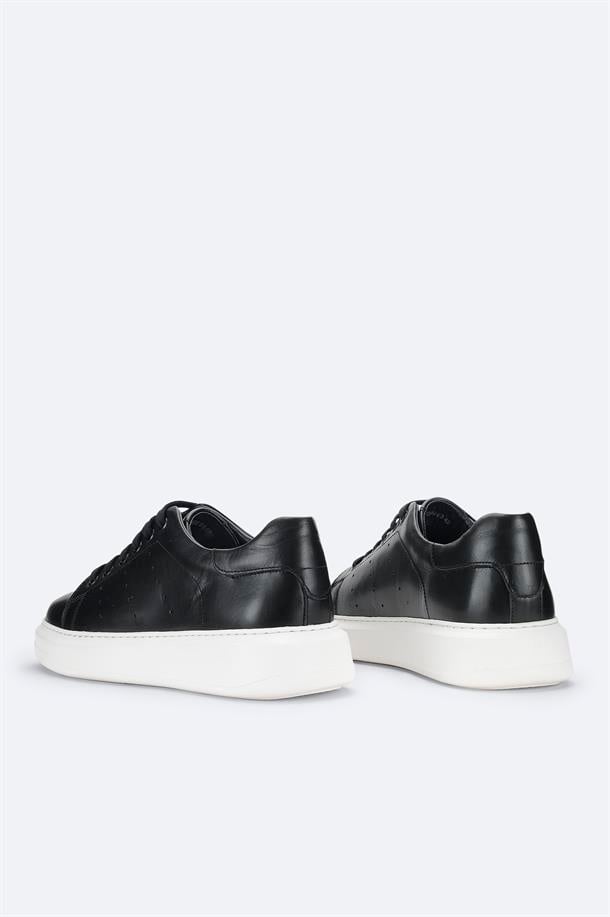 Siyah %100 Deri Esnek Taban Sneaker