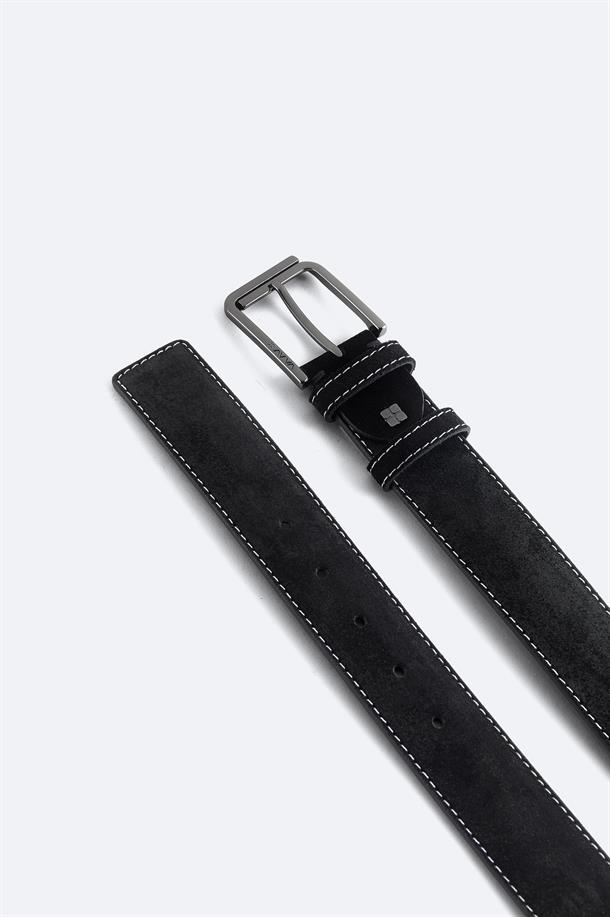 Black Suede Leather Belt