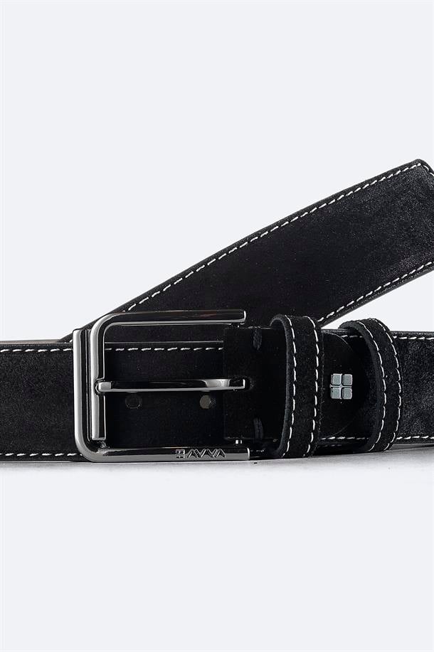 Black Suede Leather Belt