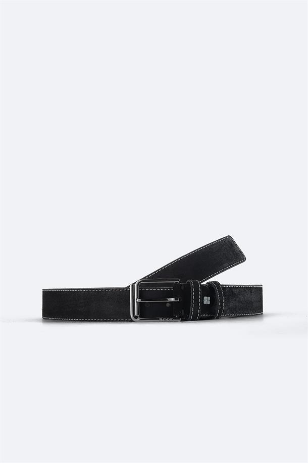 Black Suede Leather Belt