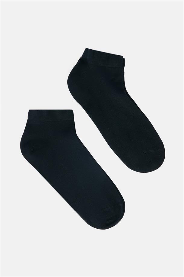 Siyah 2'li Düz Sneaker Çorap