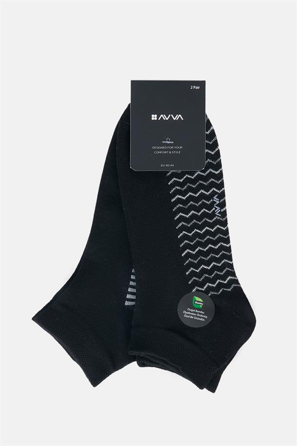 Siyah 2'li Patik Çorap