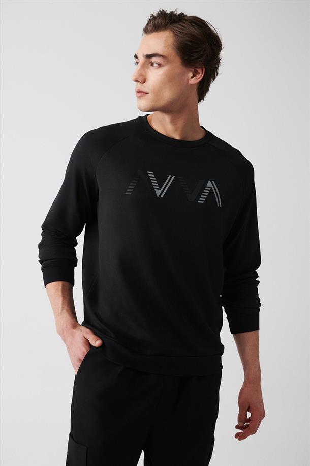 Siyah Baskılı Sweatshirt