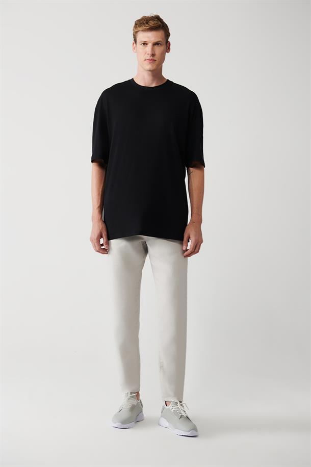 Siyah Bisiklet Yaka Oversize T-shirt