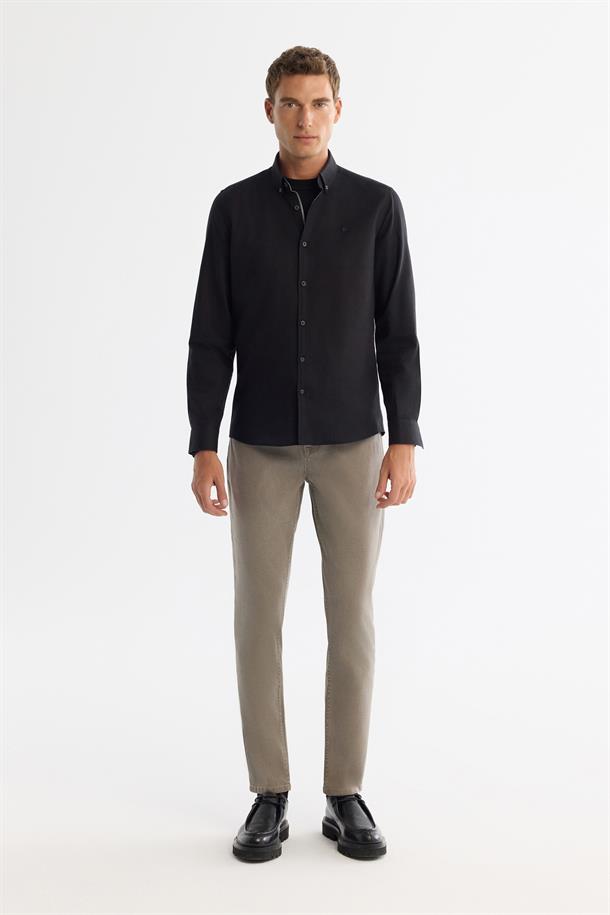 Black Cotton Oxford Shirt