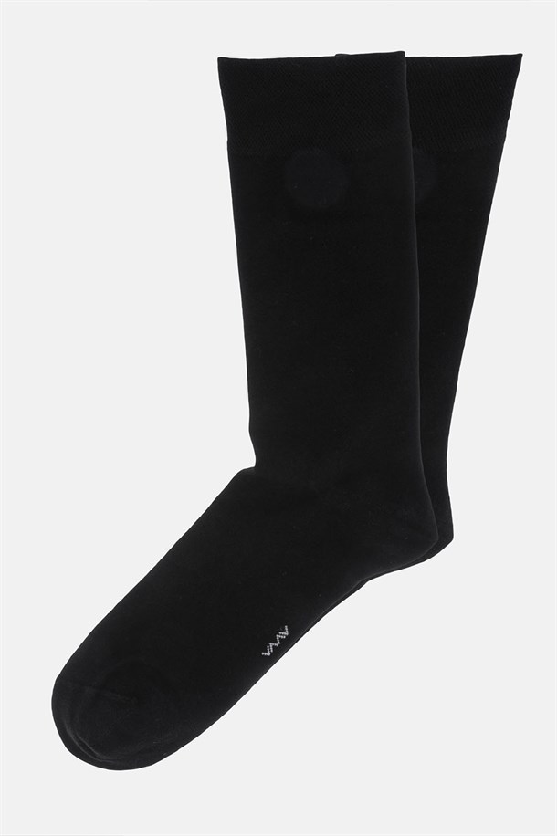 Siyah Düz Bambu Soket Çorap