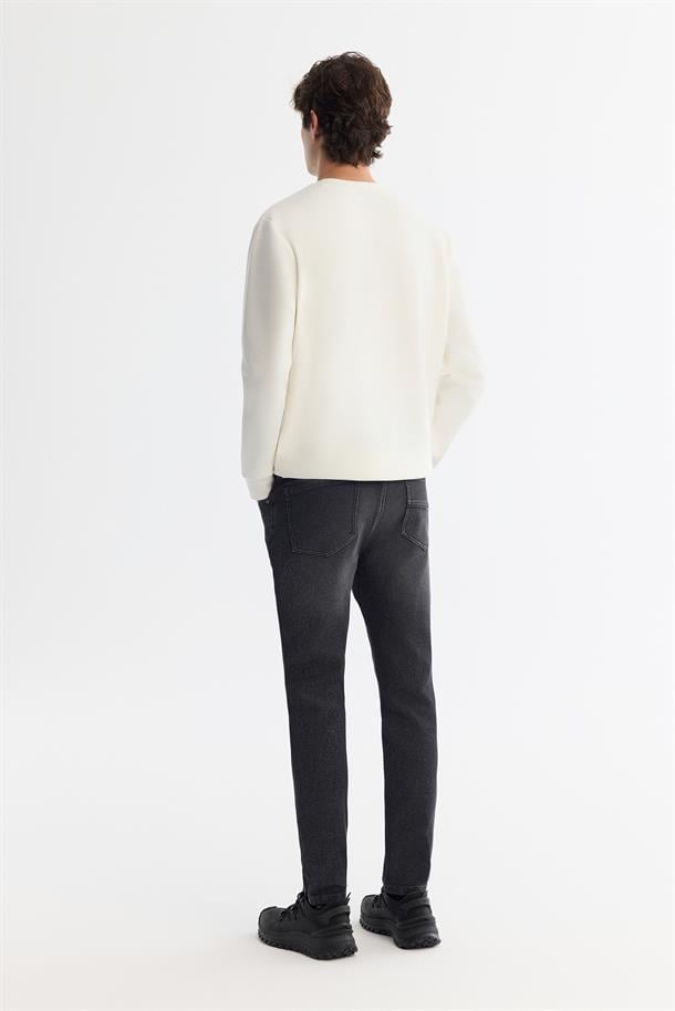 Siyah Eskitme Yıkama Skinny Fit Jean Pantolon