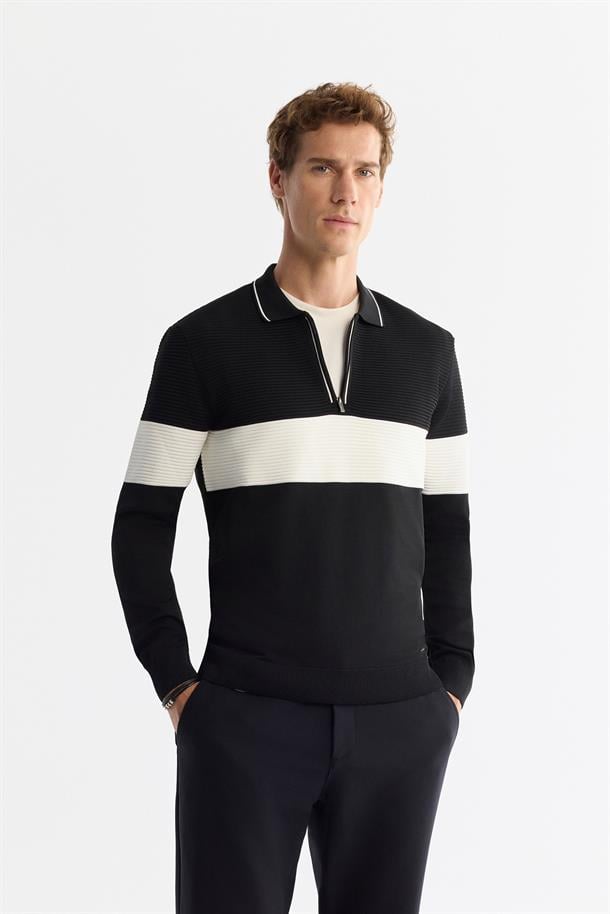 Black Half Zip Polo Jumper