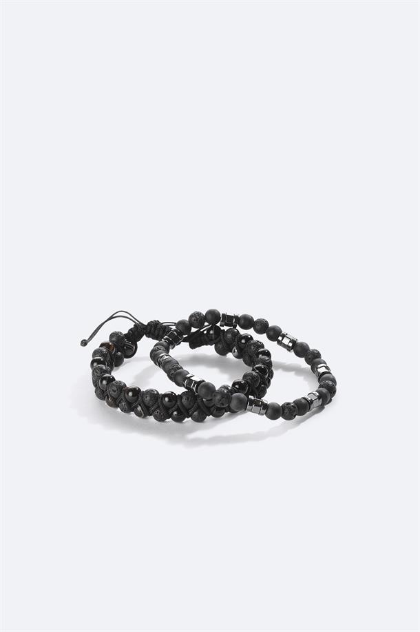 Black Stone Beaded Bracelet