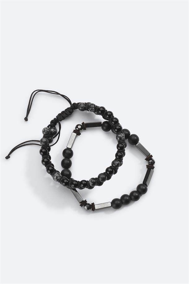 Black Stone Beaded Bracelet