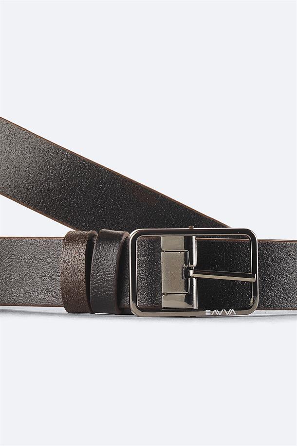 Black-Brown Leather Belt