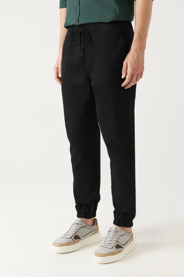 Siyah Örme Jogger Pantolon