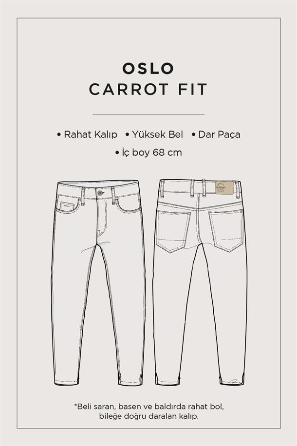 Siyah Oslo Jean Pantolon Random Yıkama %100 Pamuk Carrot Fit 