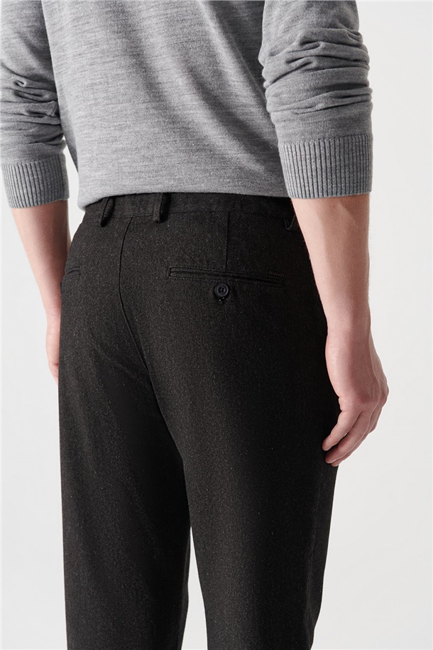 Siyah Yandan Cepli Beli Kordonlu Armürlü Relaxed Fit Pantolon