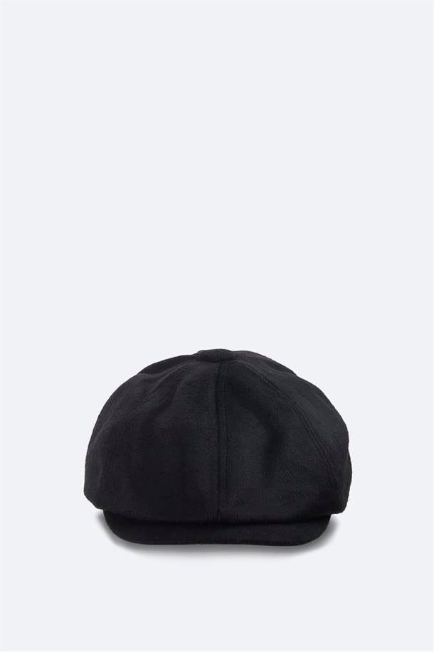 Black Wool Blend Cap