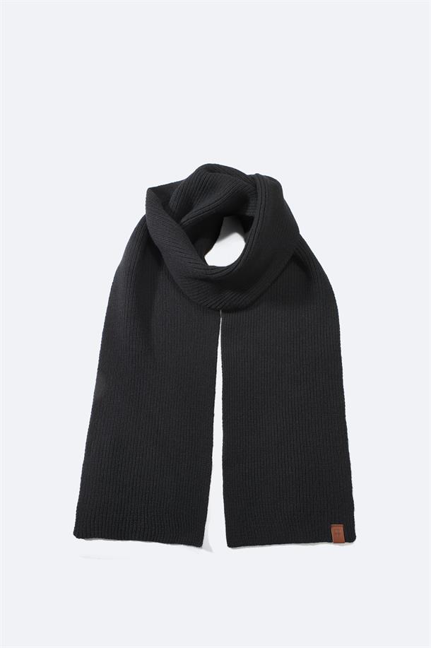 Black Wool Blend Scarf