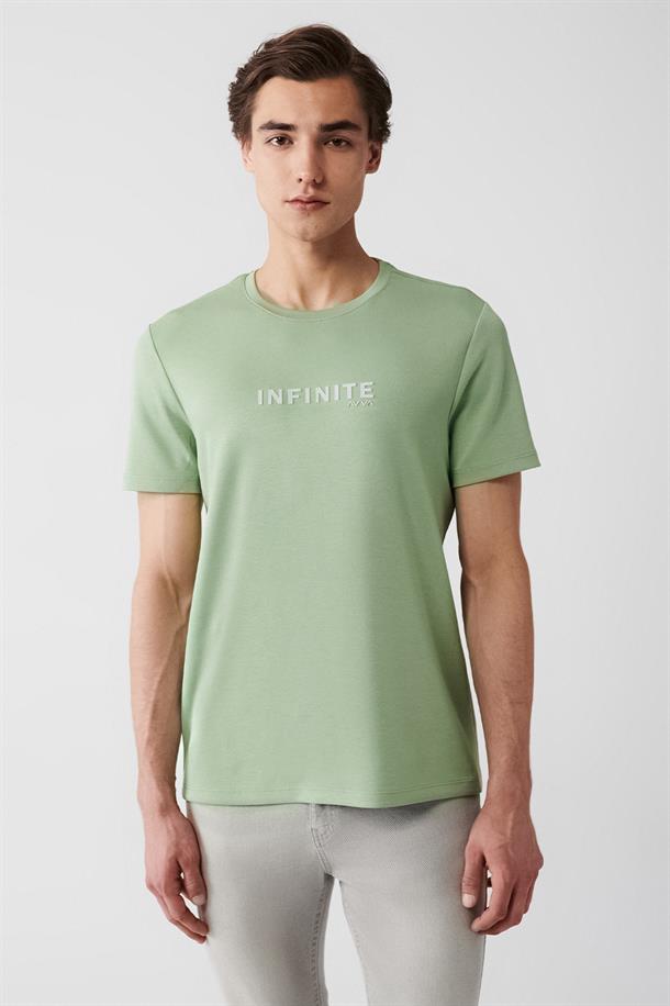 Su Yeşili Baskılı T-Shirt