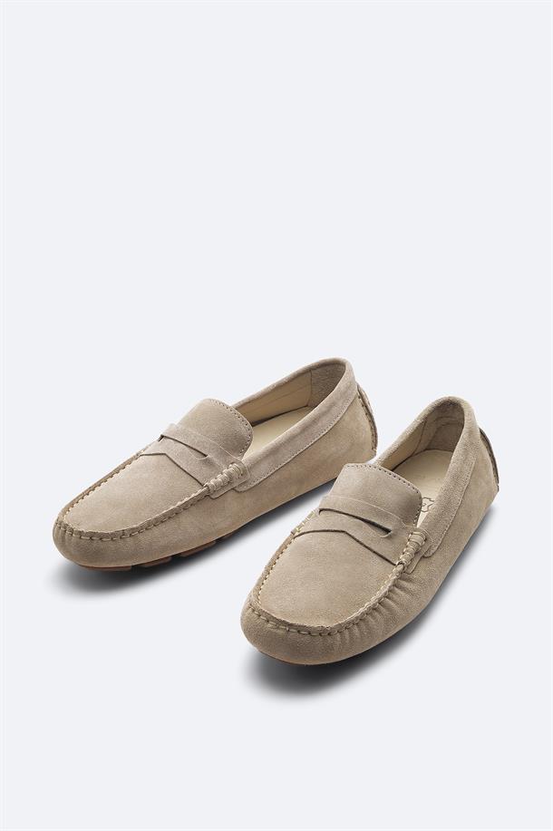 Taş %100 Süet Loafer Ayakkabı