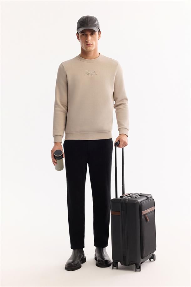 Taş Bisiklet Yaka İçi 3 İplik Şardonlu Sweatshirt