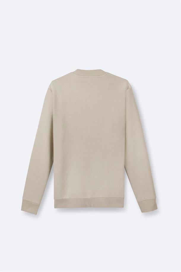 Taş Bisiklet Yaka Pamuklu Baskılı Sweatshirt
