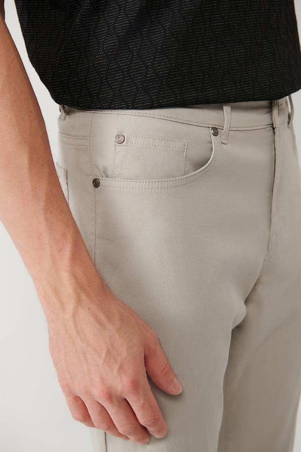 Taş Klasik Bel Armürlü Tensel Karışımlı 5 Cep Perge Slim Fit Pantolon