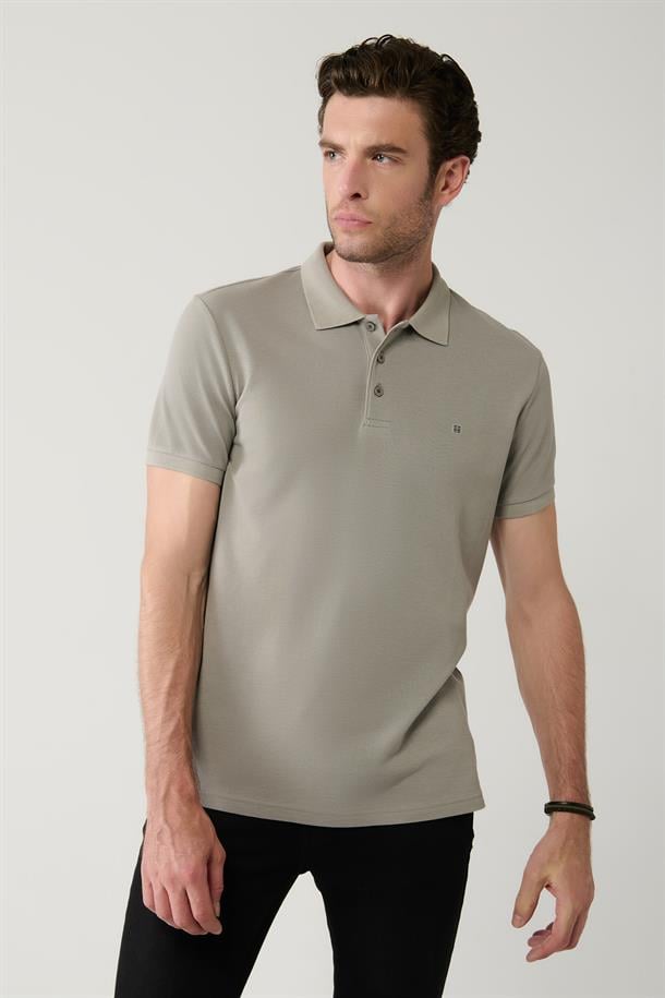 Taş Polo Yaka T-Shirt %100 Pamuk Serin Tutan Regular Fit 