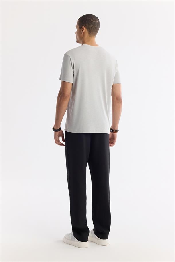 Taş Soft Touch Bisiklet Yaka Flamlı Basic T-shirt