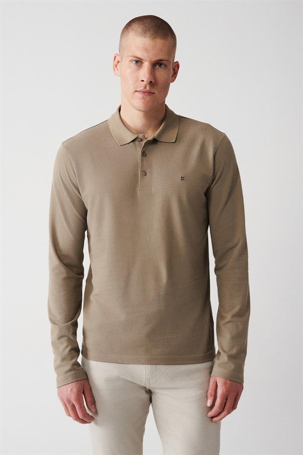 Vizon Polo Yaka %100 Pamuk Basic Regular Fit Standart Kesim Sweatshirt