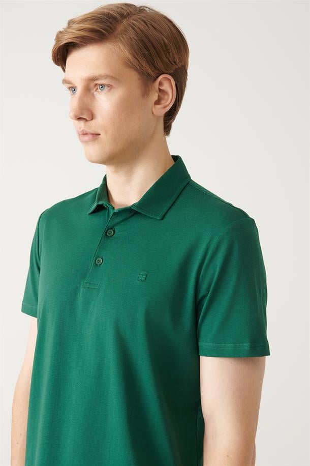 Yeşil Düğmeli  Polo Yaka T-Shirt