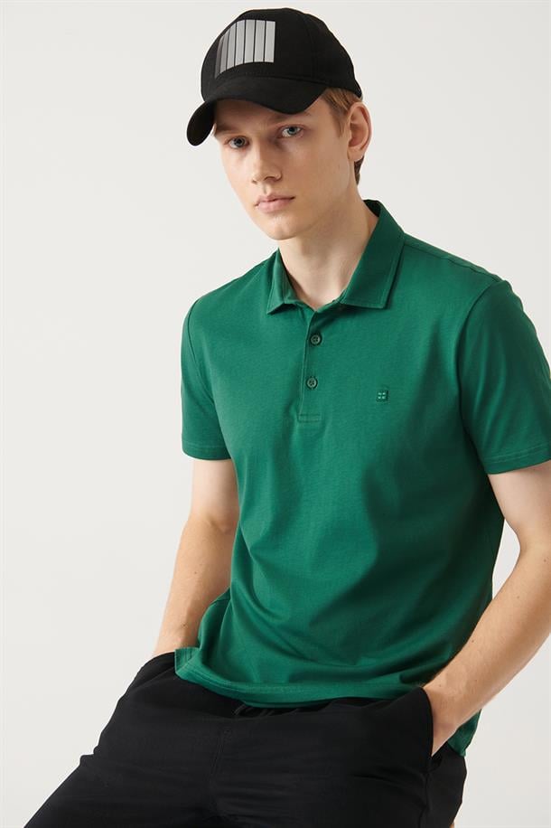 Yeşil Düğmeli  Polo Yaka T-Shirt