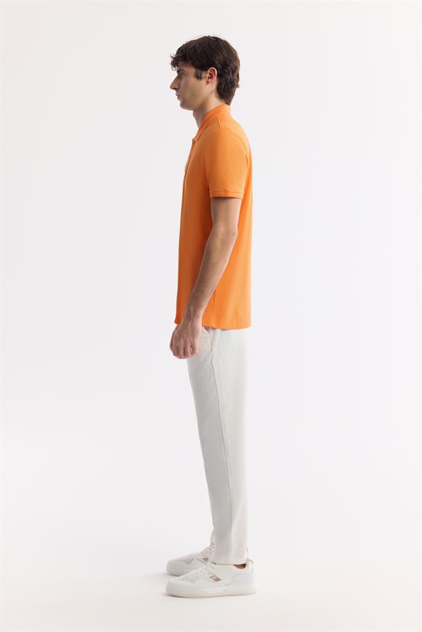 Turuncu %100 Pamuk Hızlı Kuruyan Kıvrılmayan Polo Yaka T-Shirt