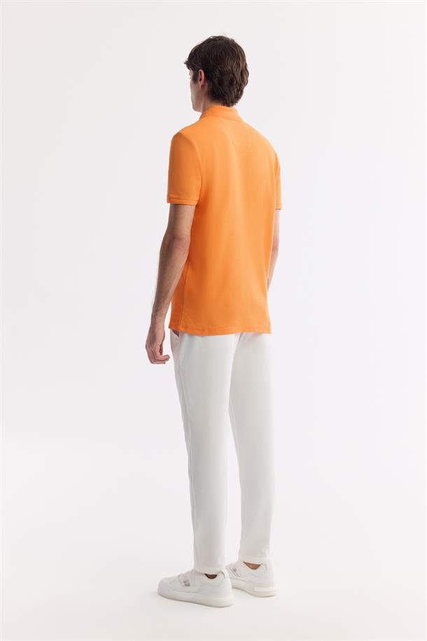 Turuncu %100 Pamuk Hızlı Kuruyan Kıvrılmayan Polo Yaka T-Shirt