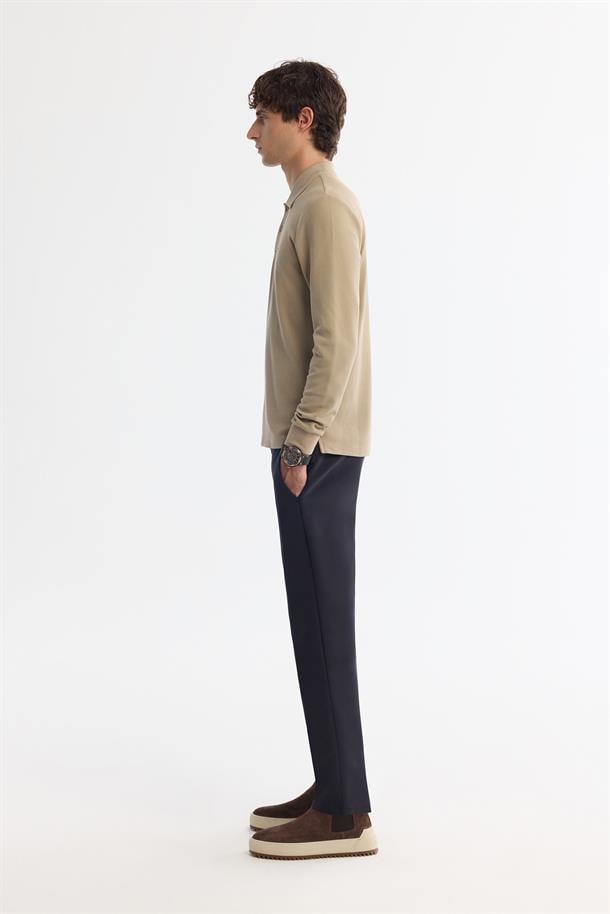 Vizon 2 Düğmeli Pamuklu Polo Yaka Sweatshirt