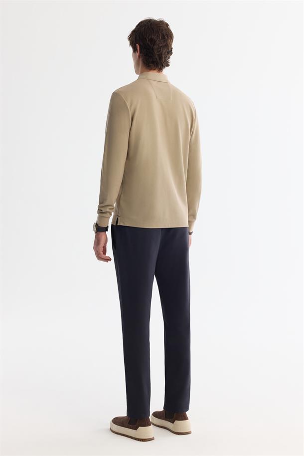 Vizon 2 Düğmeli Pamuklu Polo Yaka Sweatshirt