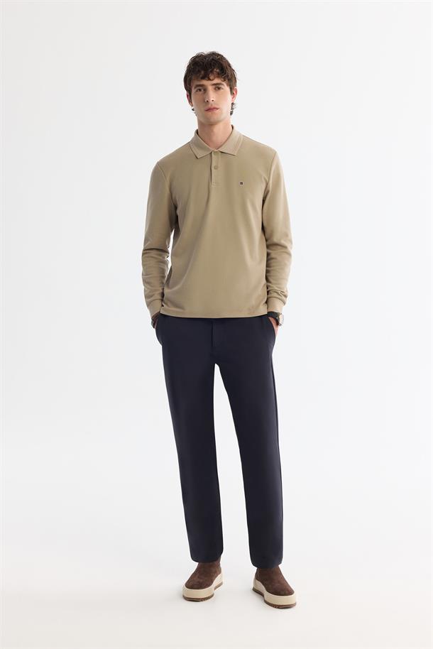 Vizon 2 Düğmeli Pamuklu Polo Yaka Sweatshirt