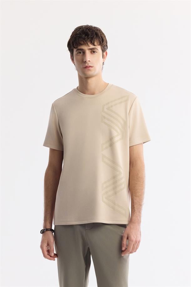 Vizon Baskılı Bisiklet Yaka İnterlok T-Shirt