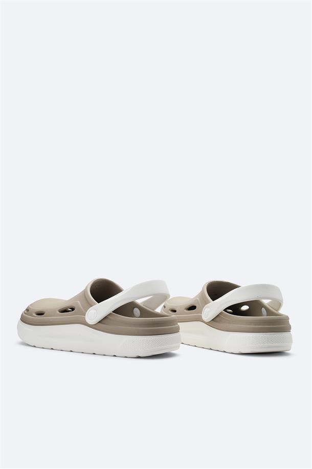 Mink-White Eva Slides