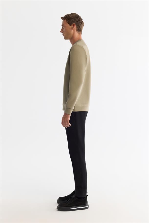 Vizon Bisiklet Yaka Pamuklu Baskılı Elastan Sweatshirt