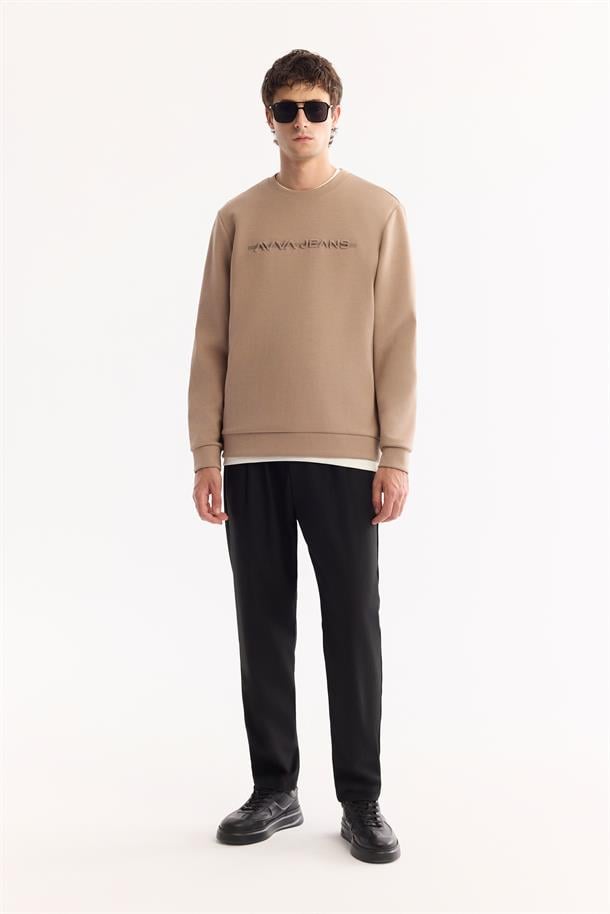Vizon Pamuklu Baskılı İnterlok Sweatshirt