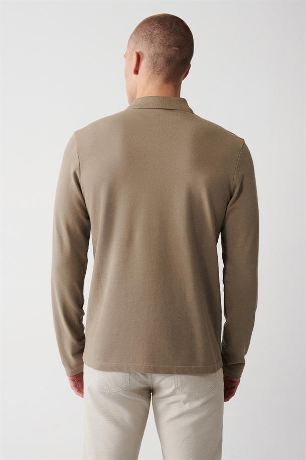 Vizon Polo Yaka %100 Pamuk Basic Regular Fit Standart Kesim Sweatshirt