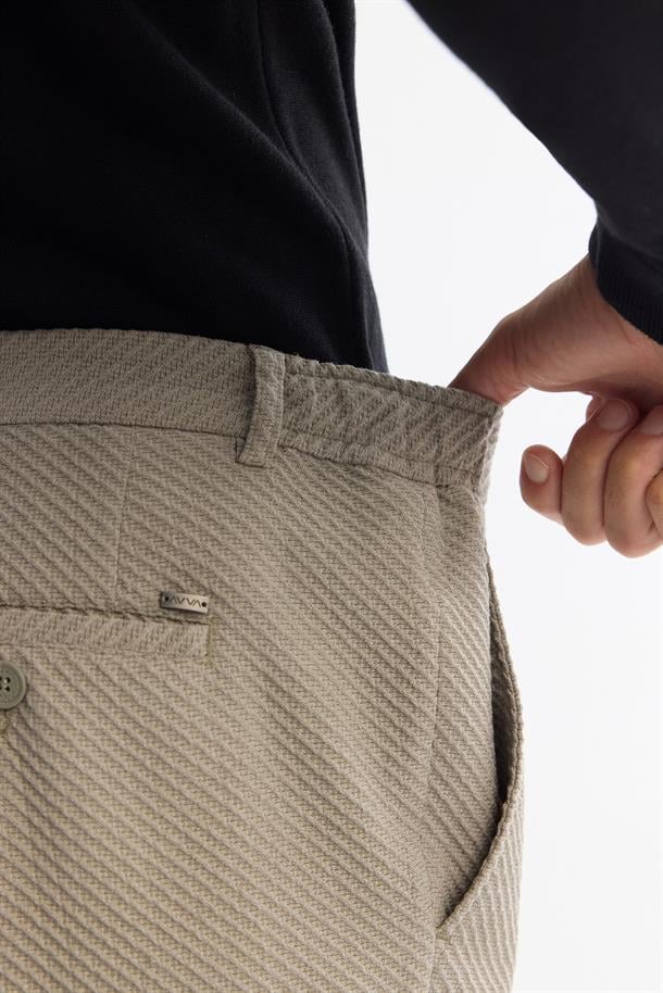 Vizon Yandan Cepli Diyagonel Kumaş Slim Fit Takım Pantolon