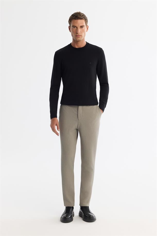Vizon Yandan Cepli Diyagonel Kumaş Slim Fit Takım Pantolon