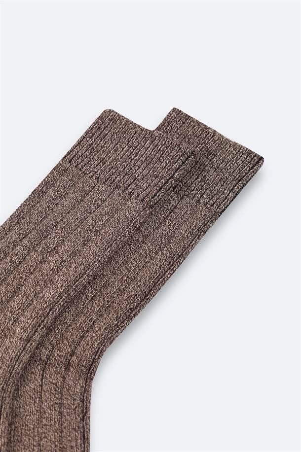 Mink Rib-Knit Socks