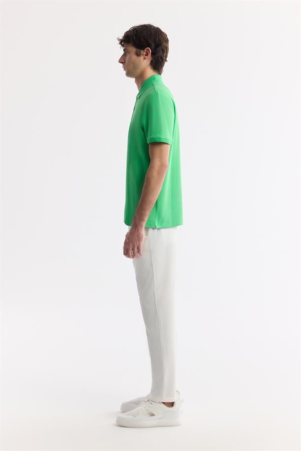 Yeşil %100 Pamuk Hızlı Kuruyan Kıvrılmayan Polo Yaka T-Shirt