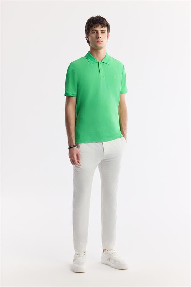Yeşil %100 Pamuk Hızlı Kuruyan Kıvrılmayan Polo Yaka T-Shirt