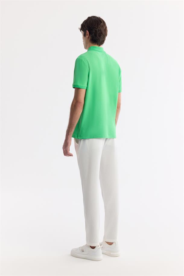 Yeşil %100 Pamuk Hızlı Kuruyan Kıvrılmayan Polo Yaka T-Shirt