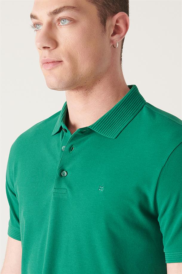 Yeşil Polo Yaka Basic T-Shirt